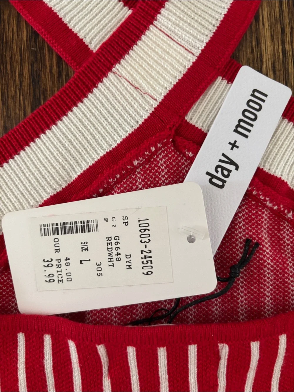 Red and White Striped Crossback Tank Top
